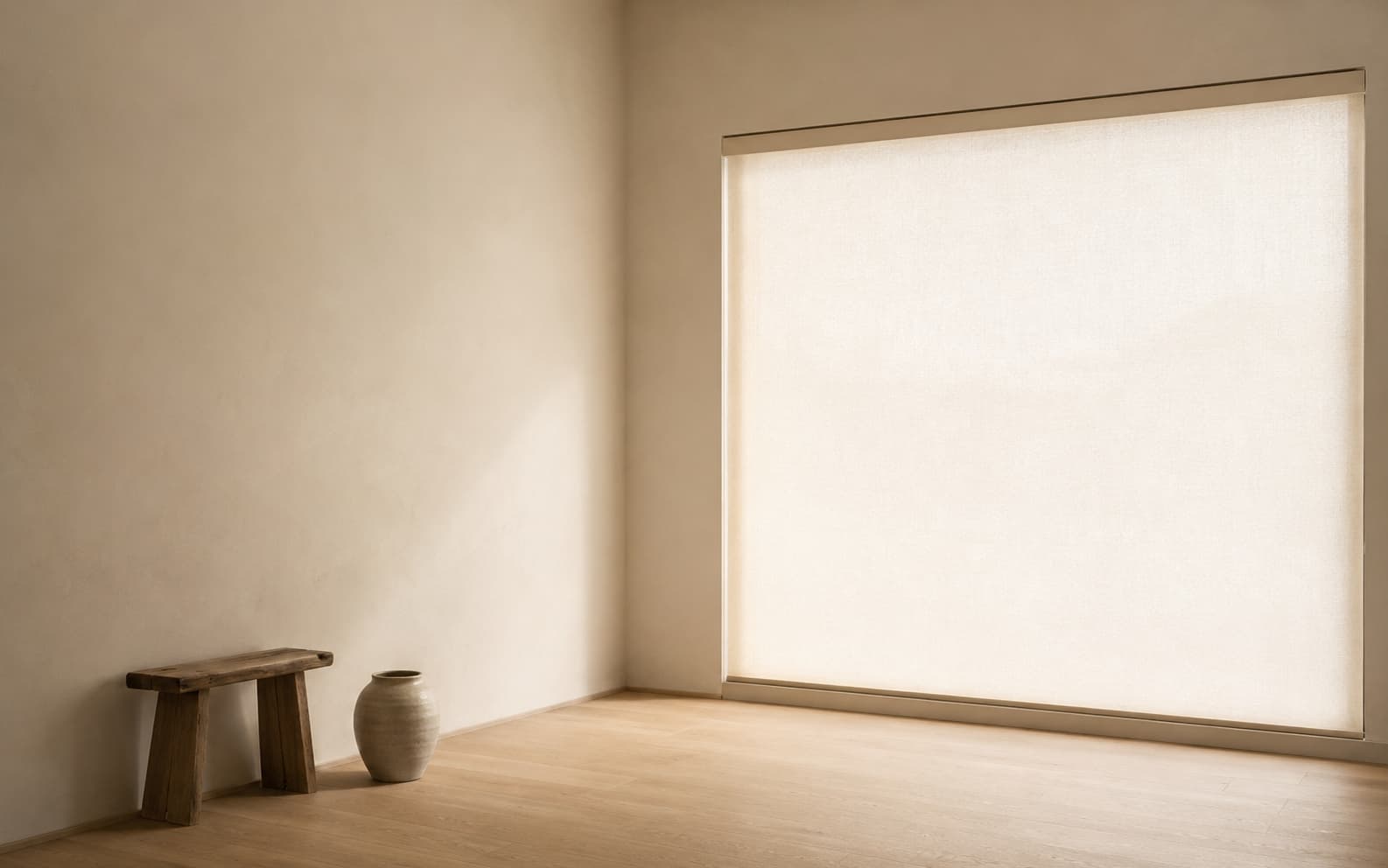 Soft light through custom blinds in a calm interior