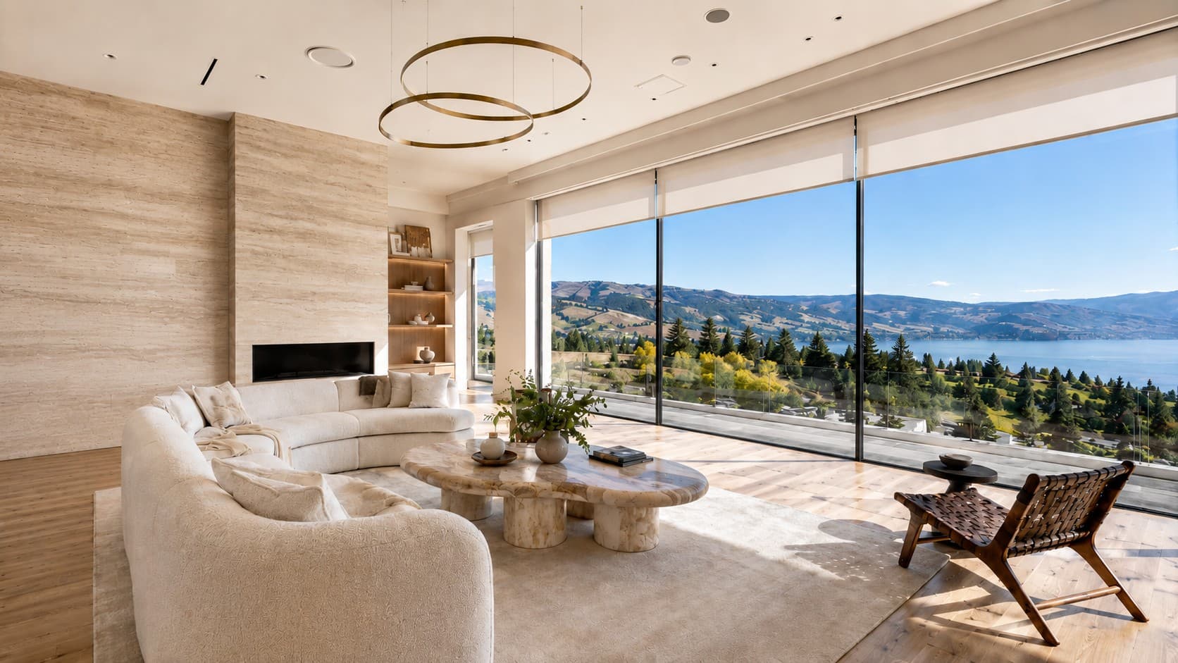 Okanagan valley view from a bright living room