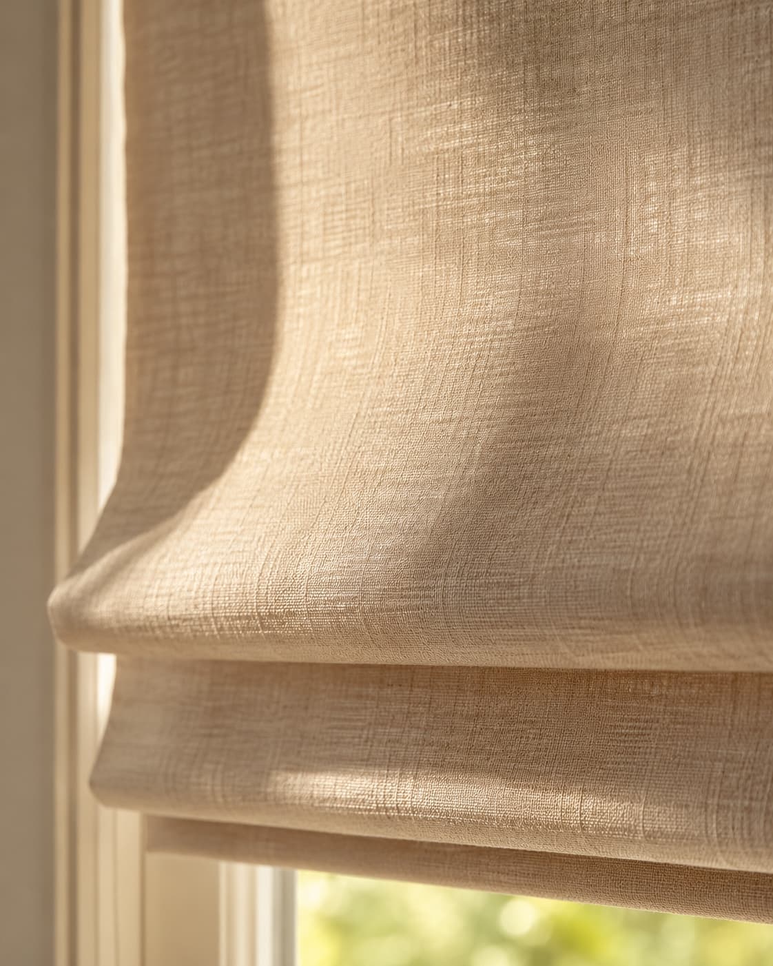 Premium fabric shade in warm natural light