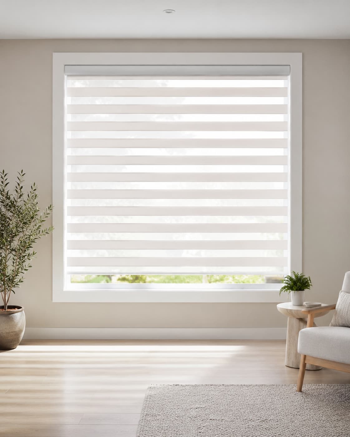 Finished room with zebra blinds